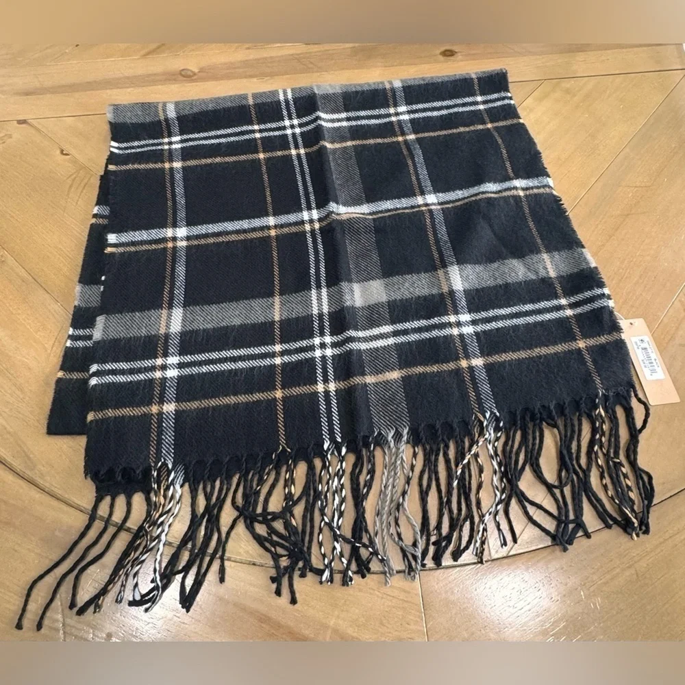 STEVE MADDEN Mens Wide Plaid Fringed Winter Scarf